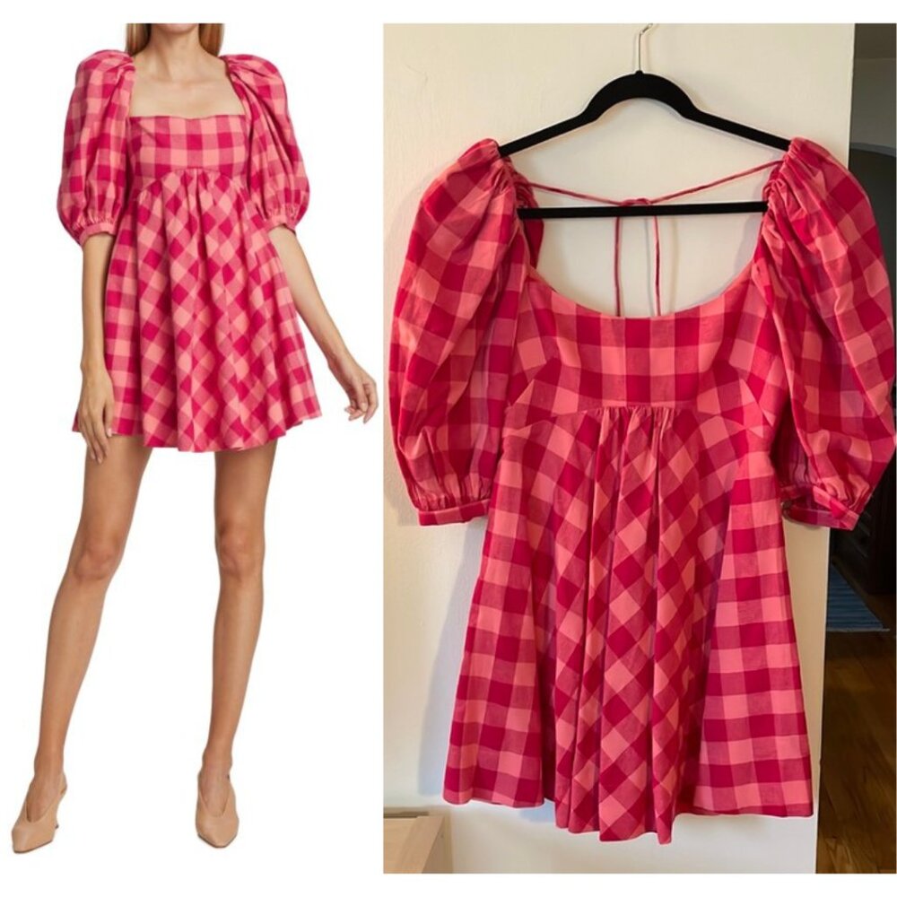 Acler Perry Gingham Mini dress in Pink